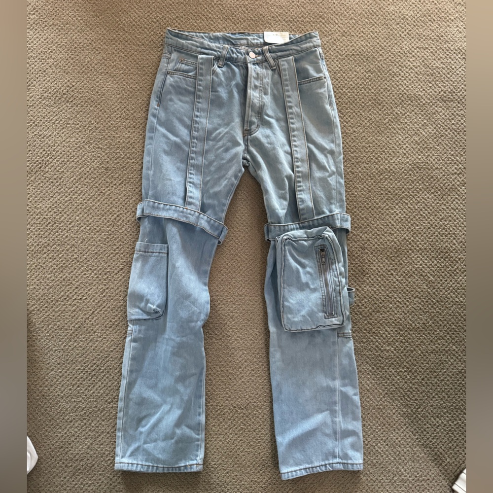 Men’s Mnml cargo strap loose fit jeans